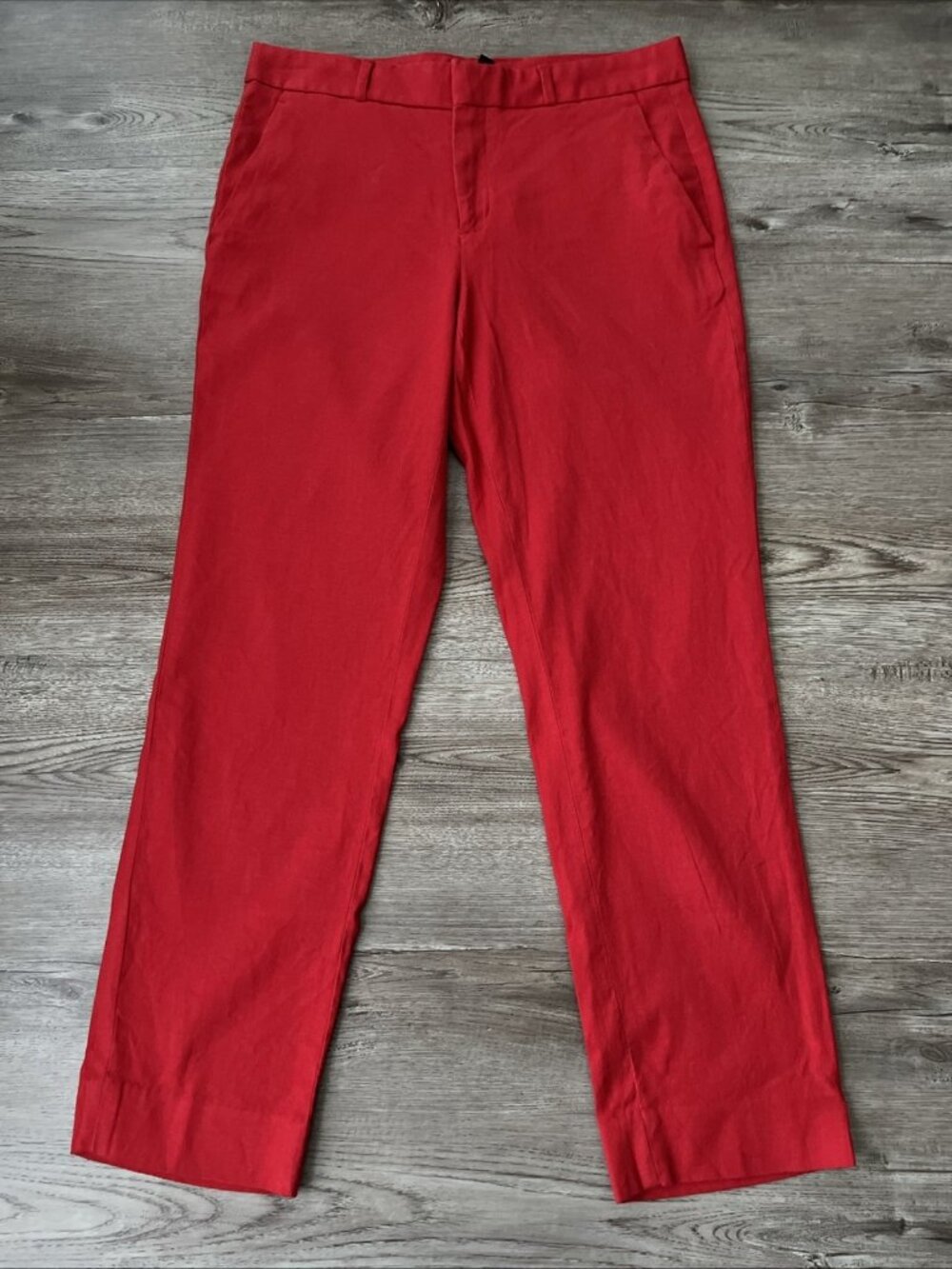 Banana Republic Red Linen Blend Avery Ankle Length Pants Womens 4